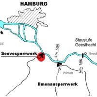 Lage des Seeve - Sturmflutsperrwerkes an der Elbe