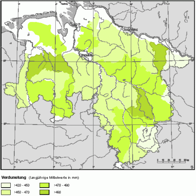 Verteilung der Verdunstung