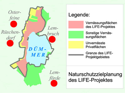 Overview map: LIFE project "Western lowland area of the Dümmer lake"