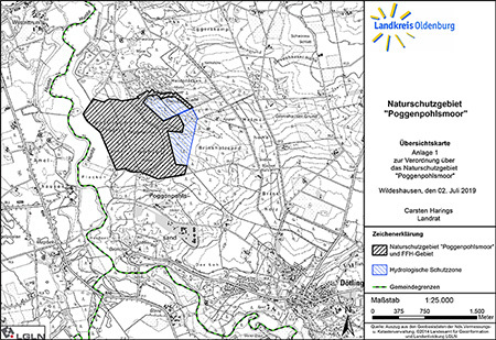Verordnungsübersichtskarte des Naturschutzgebietes "Poggenpohlsmoor"