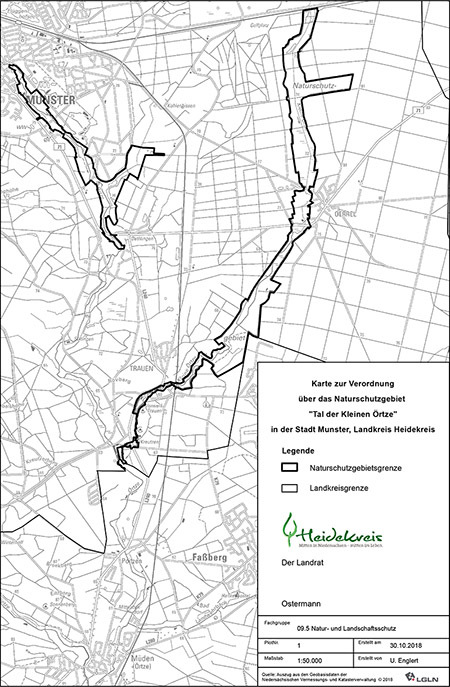 Übersichtskarte der Verordnung des Naturschutzgebietes Tal der Kleinen Örtze