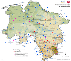 Karte Niederschlagsmessnetz in Niedersachsen