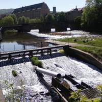 Blick auf das Blumer Mühlenwehr