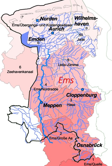 Einzugsgebiet der Ems in Niedersachsen