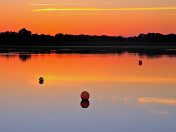 Abendstimmung am Hauptbecken des NSG "Hochwasserrückhaltebecken Alfhausen-Rieste"