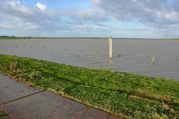 Land unter am Petkumer Deichvorland. Nach der ersten Sturmflut der Saison…