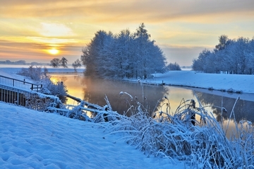 Hunte im Winteraspekt