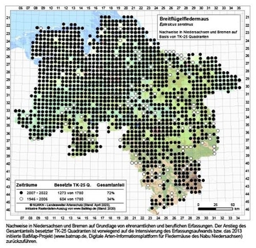 Verbreitungskarte Niedersachsen Breitflügelfledermaus