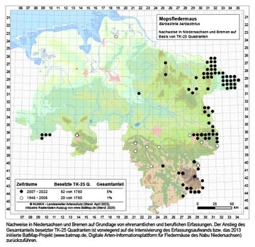 Verbreitungskarte Niedersachsen Mopsfledermaus