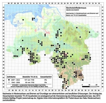 Verbreitungskarte Niedersachsen Bechsteinfledermaus