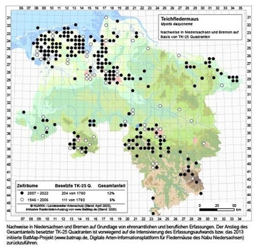 Verbreitungskarte Niedersachsen Teichfledermaus