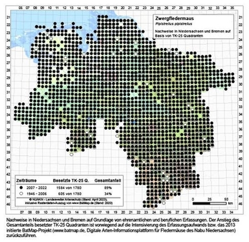 Verbreitungskarte Niedersachsen Zwergfledermaus