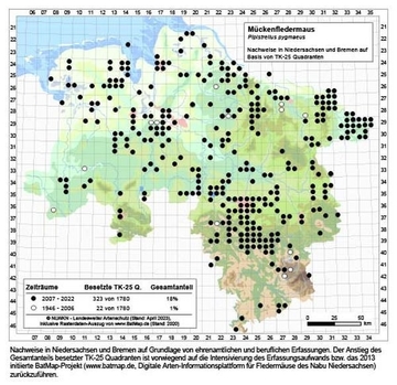 Verbreitungskarte Niedersachsen Mückenfeldermaus