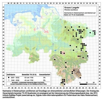 Verbreitungskarte Niedersachsen Graues Langohr