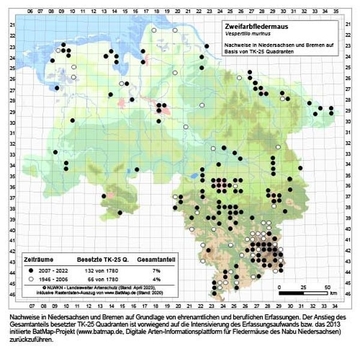 Verbreitungskarte Niedersachsen Zweifarbfeldermaus