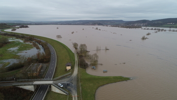 Das Hochwasserrückhaltebecken Salzderhelden am Schöpfwerk Sülbeck am 27.12.2023