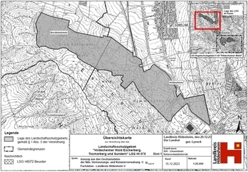 Übersicht der Verordnungskarte des Landschaftsschutzgebietes