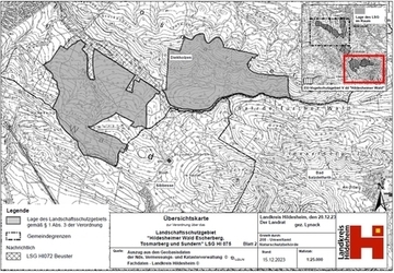 Übersicht der Verordnungskarte des Landschaftsschutzgebietes
