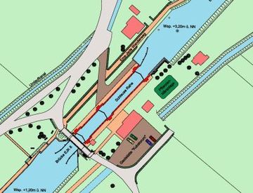 Lageplan der Schleuse Rahe.