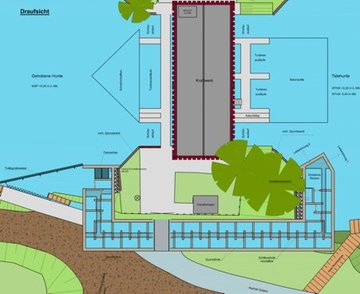 Fischaufstieg Wasserkraftwerk Oldenburg in der Draufsicht
