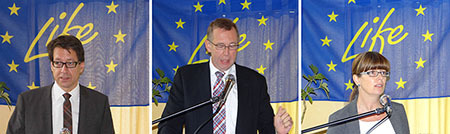 Ehemaliger Umweltminister Dr. Stefan Birkner, 1. Regionsrat Prof. Dr. Axel Priebs, Projektmanagerin Susanne Brosch