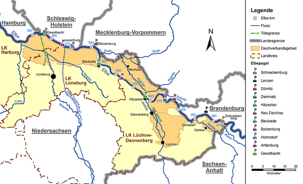 Pegelstände an der Elbe