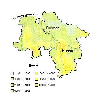 Natürliche Radioaktivität in Becquerel pro Quadratmeter