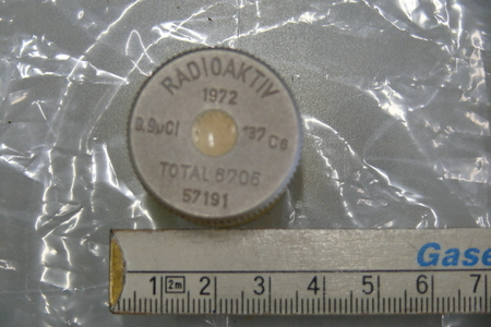 Radioaktive Quelle, enthält das Isotop Cäsium-137