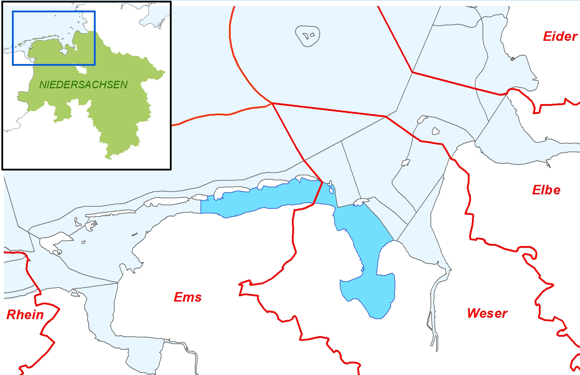 Vorkommen des Gewässertyps 2015 - Salzreiches Wattenmeer - in Niedersachsen