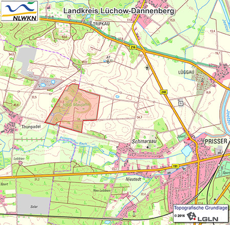 Übersichtskärtchen zum Naturschutzgebiet "Maujahn"