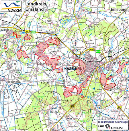 Übersichtskärtchen zum Naturschutzgebiet "Natura 2000-Naturschutzgebiet in der unteren Haseniederung"