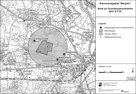 Übersichtskarte der Verordnung des Naturschutzgebiets "Maujahn"