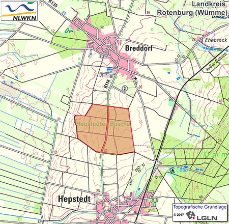 Übersichtskärtchen zum Naturschutzgebiet "Hepstedter Büsche"