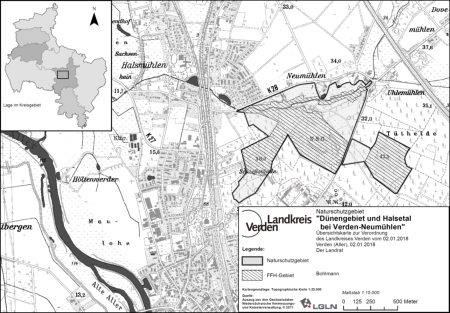 Verordnungskarte des Naturschutzgebietes "Dünengebiet und Halsetal bei Verden-Neumühlen"