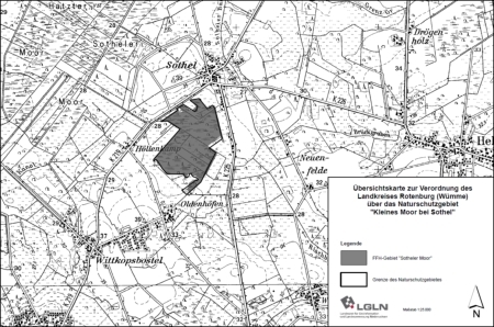Verordnungskarte des Naturschutzgebietes "Kleines Moor bei Sothel"