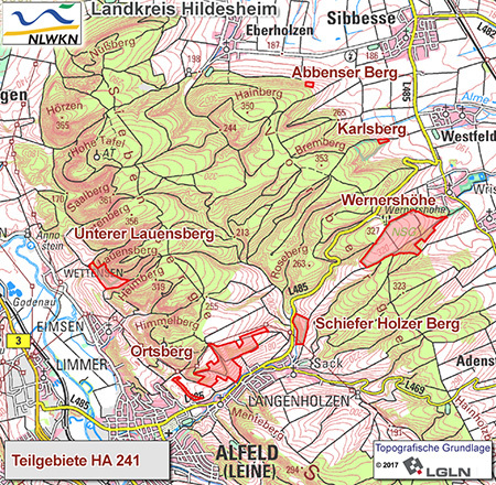 Übersichtskärtchen zum Naturschutzgebiet "Trockenlebensräume - Sieben Berge, Vorberge"