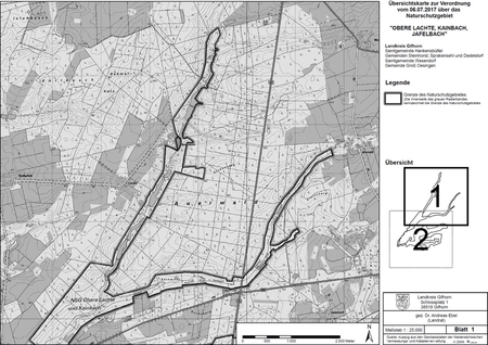 Übersichtskarte der Verordnung des Naturschutzgebietes "Obere Lachte, Kainbach, Jafelbach"