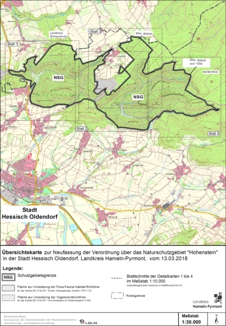 Übersichtskarte der Verordnung des Naturschutzgebietes "Hohenstein"