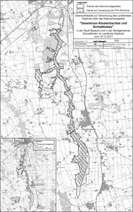 Übersichtskarte der Verordnung des Naturschutzgebietes "Geestmoor-Klosterbachtal und Schlattbeeke"