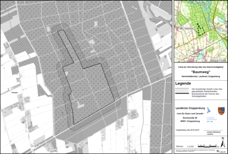 Verordnungskarte des Naturschutzgebietes "Baumweg"