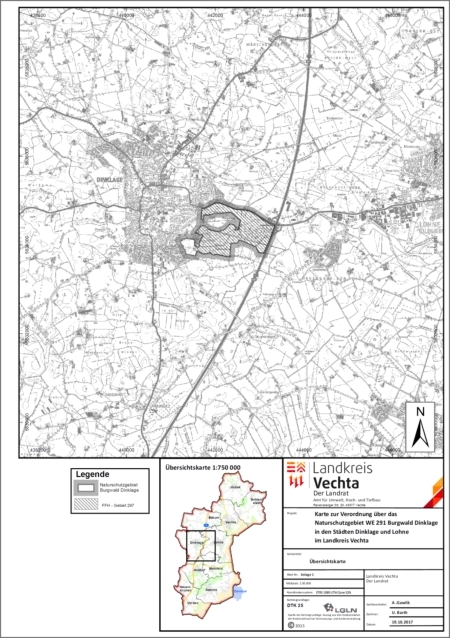 Übersichtskarte der Verordnung des Naturschutzgebietes "Burgwald Dinklage"