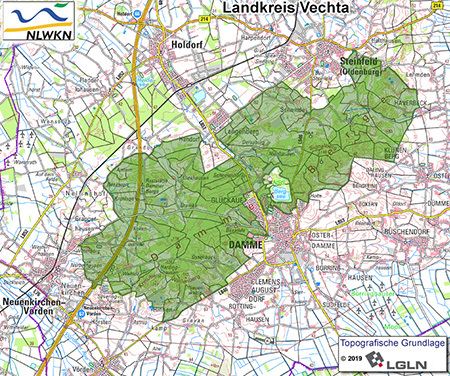 Übersichtskärtchen zum Landschaftschutzgebiet Dammer Berge