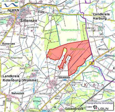 Übersichtskärtchen zum Naturschutzgebiet Ekelmoor