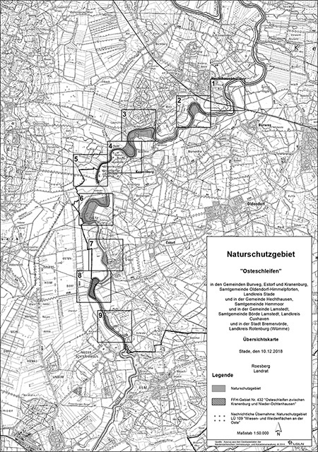 Übersicht der Verordnungskarte des Gebietes Osteschleifen