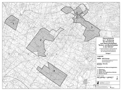 Übersichtskarte der Verordnung des Naturschutzgebietes Eichen-und Buchenwälder in der Göhrde