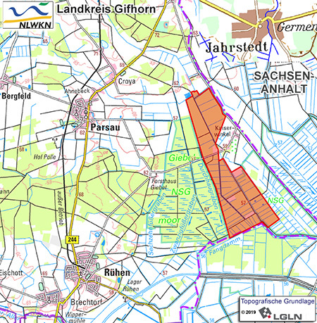 Übersichtskarte der Verordnung des Naturschutzgebietes Schulenburgscher Drömling