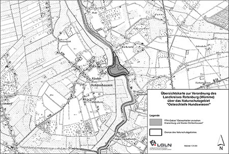 Übersichtskarte der Verordnung des Naturschutzgebietes Osteschleife Hundswiesen