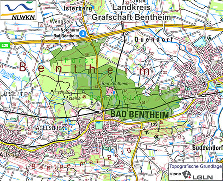 Übersichtskärtchen zum Landschaftschutzgebiet Bentheimer Wald