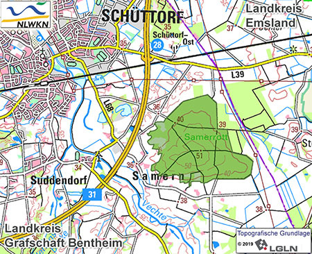 Übersichtskärtchen zum Landschaftschutzgebiet Samerrott