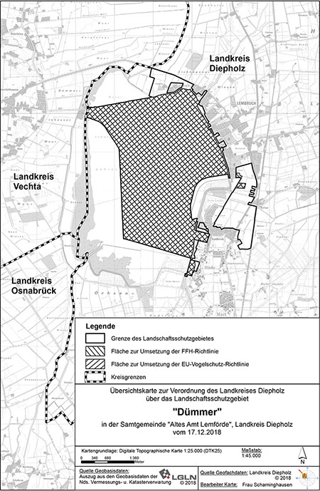 Übersicht der Verordnungskarte des Landschaftsschutzgebietes Dümmer